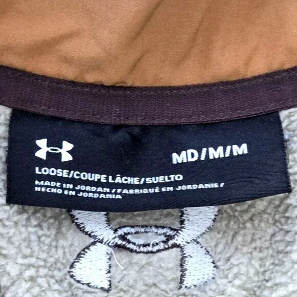 Under Armour Mens Specialist Henley 1/4 Zip Pullover  M Tan Taupe Zip Pocket - Picture 5 of 7